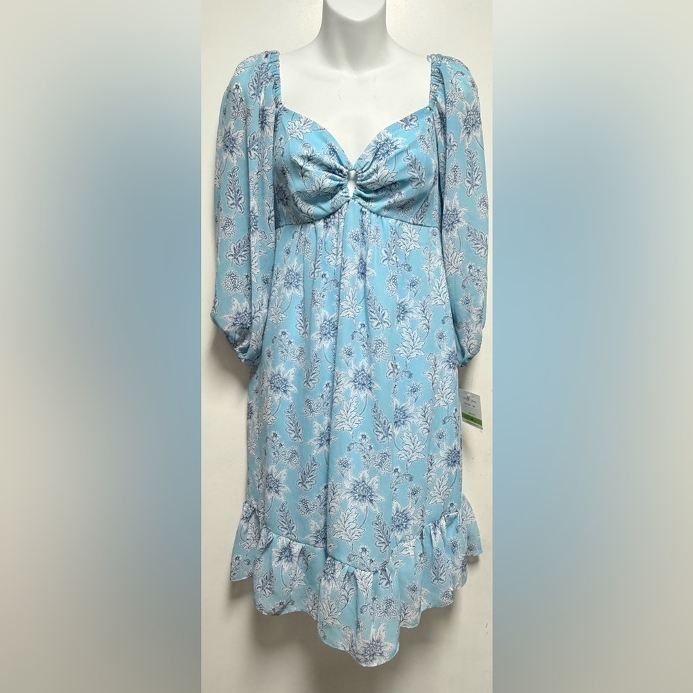 Taylor Light Blue Textured Dress Size 4 - Picture 2 of 11